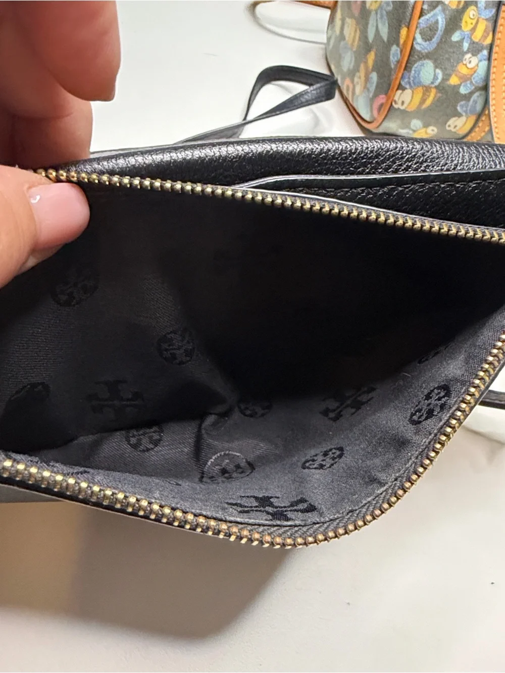 Tory Burch Black Leather Crossbody Bag with Embossed Medallion